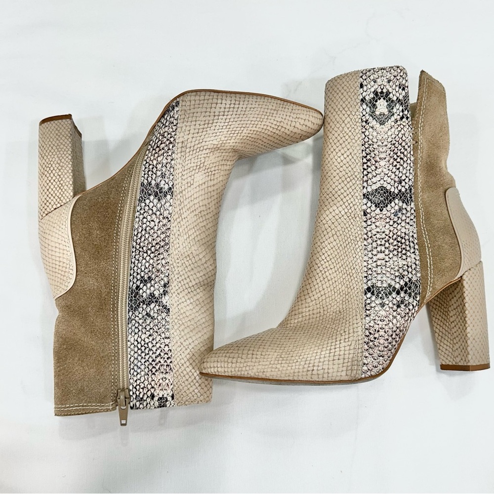 Matisse Cobra Block Heel Booties Ivory/Snakeskin Size 8.5 - Picture 8 of 11